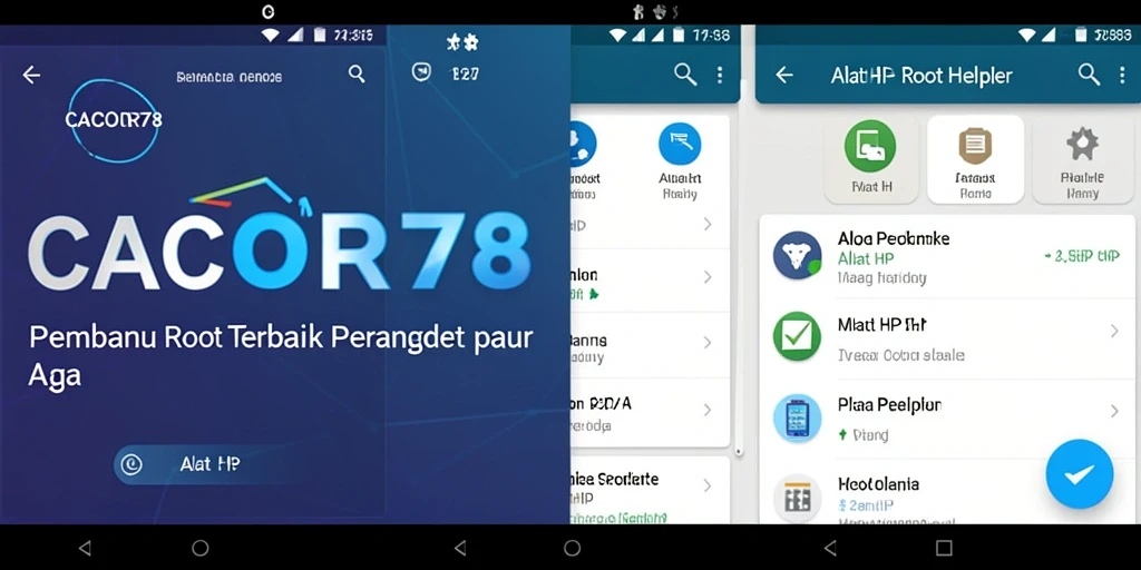 Antarmuka aplikasi CACOR78 menampilkan fitur lengkap untuk membantu proses rooting.