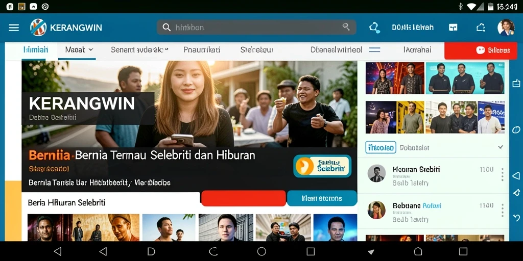 Antarmuka utama KERANGWIN menampilkan berita selebriti terbaru dan terpopuler.