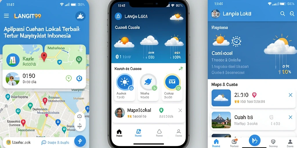 Tampilan screenshot LANGIT99 yang menunjukkan antarmuka Cuaca Lokal yang informatif.
