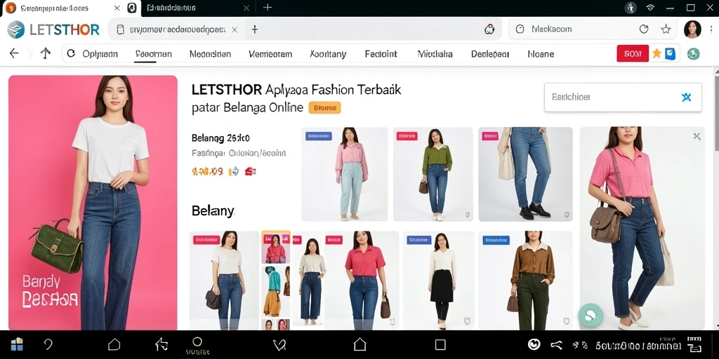 Antarmuka aplikasi LETSTHOR yang user-friendly dengan pilihan produk fashion menarik.