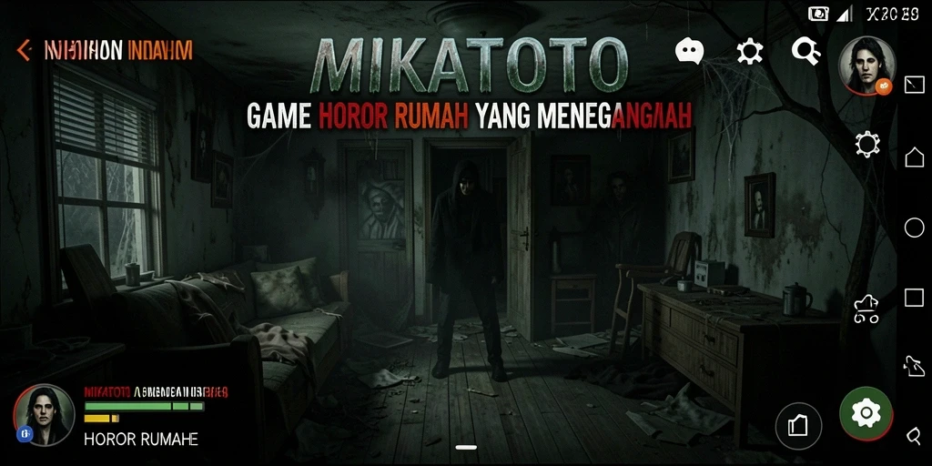 Tampilan antarmuka MIKATOTO yang mencekam dengan elemen horor.