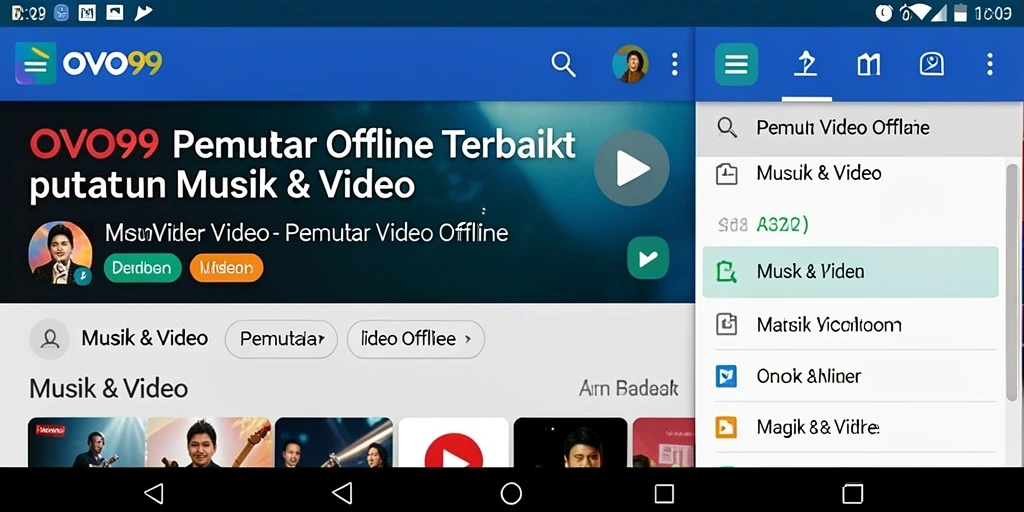 Antarmuka OVO99 yang ramah pengguna dengan fitur Pemutar Video Offline.