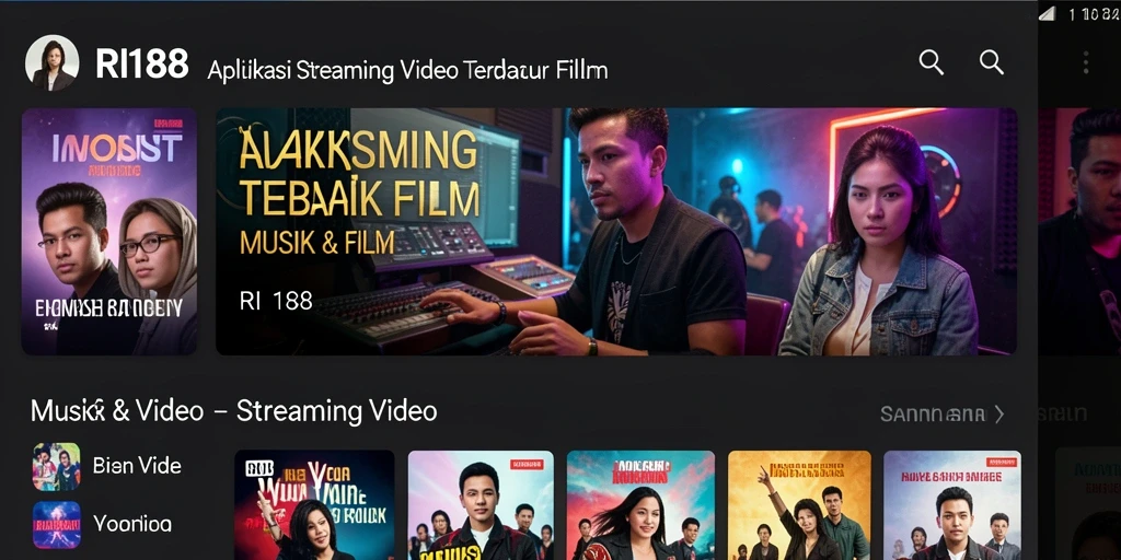 Antarmuka aplikasi RI188 yang menampilkan berbagai pilihan Streaming Video.