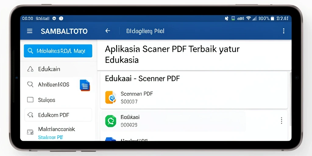 Antarmuka pengguna aplikasi SAMBALTOTO dengan fungsi Scanner PDF yang mudah digunakan.