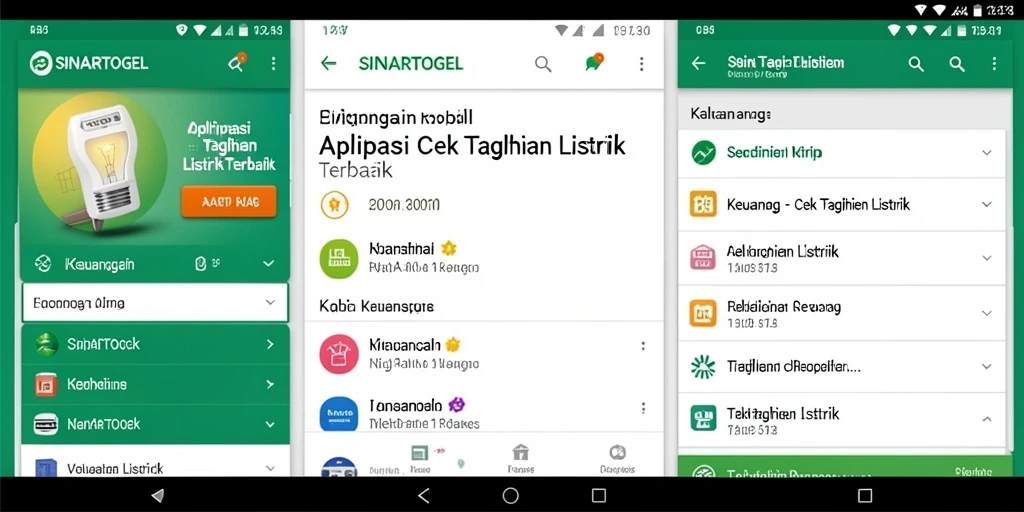 Antarmuka SINARTOGEL menampilkan detail tagihan listrik dengan jelas.