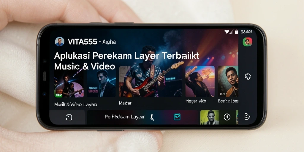 Screenshot VITA555 menampilkan antarmuka perekaman layar yang sederhana dan fungsional.